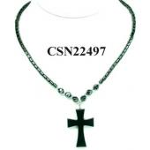 Hematite Cross Pendant Beads Stone Chain Choker Fashion Women Necklace